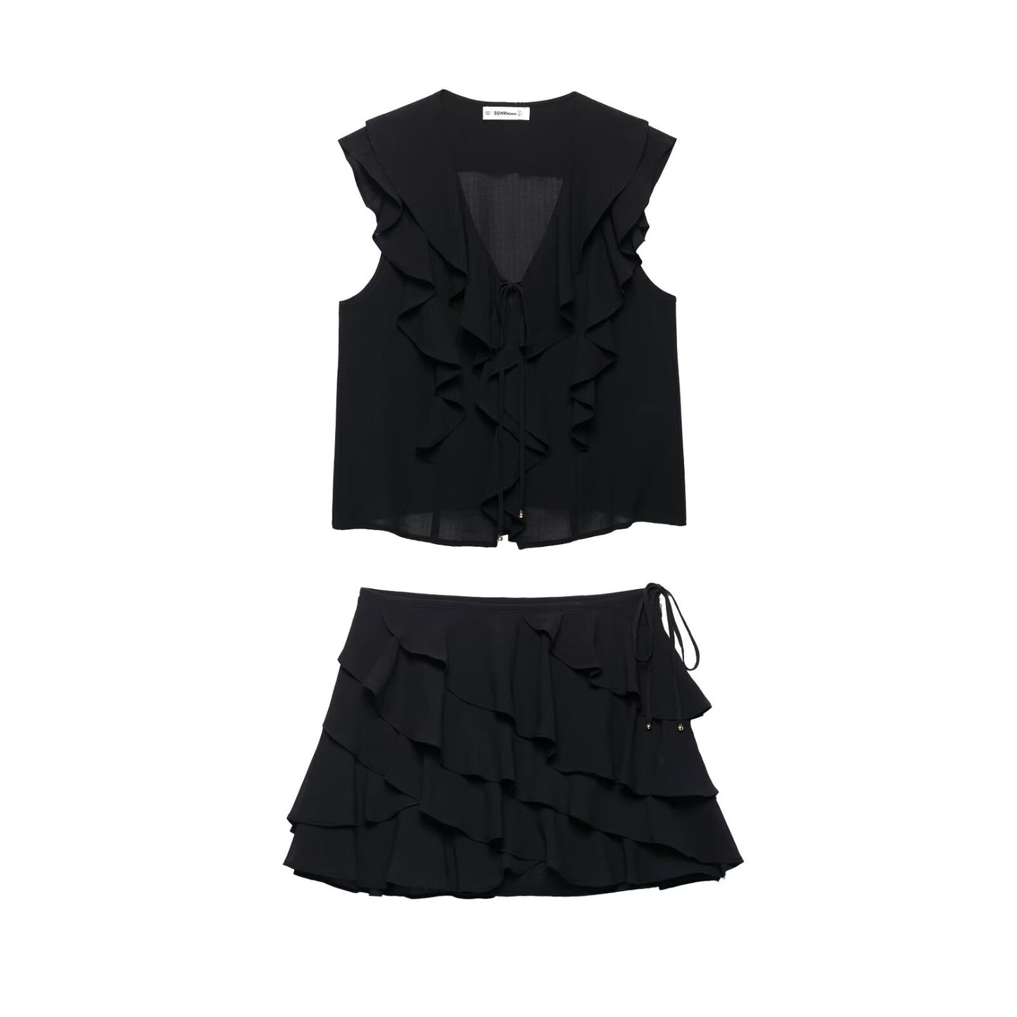 V-neck shirt top+skirt pants set for women
